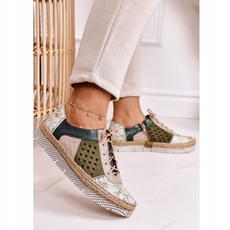 Női Brogues Maciejka bőr zöld 03339-09 2