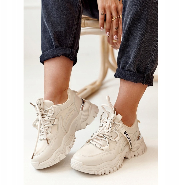 PS1 Női cipők Egy masszív talpú bézs vaskos 2