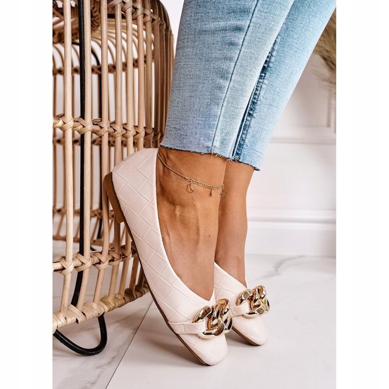 PS1 Elegáns steppelt balerinák bézs kókuszlánccal 2