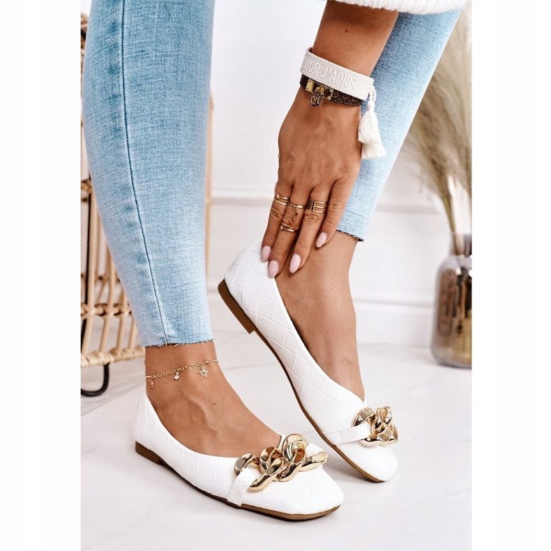 PS1 Elegáns steppelt balerinák fehér kókuszlánccal 2