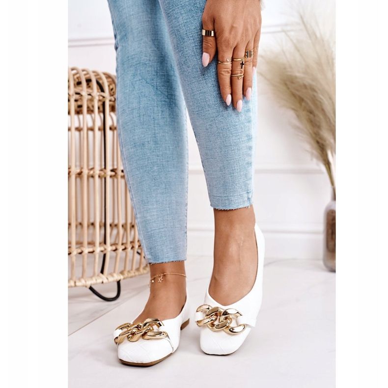 PS1 Elegáns steppelt balerinák fehér kókuszlánccal 1