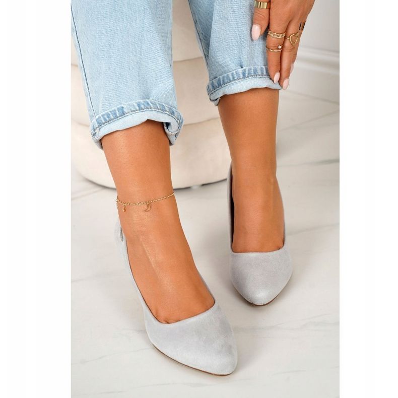 PJ1 Klasszikus szivattyúk egy pillér Suede szürke Eleanor 1