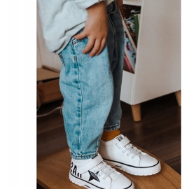 Apawwa Gyermek magas cipők tépőzáras fehér szikrával 1