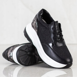 Bestelle Fekete cipők csillogással ezüst 1