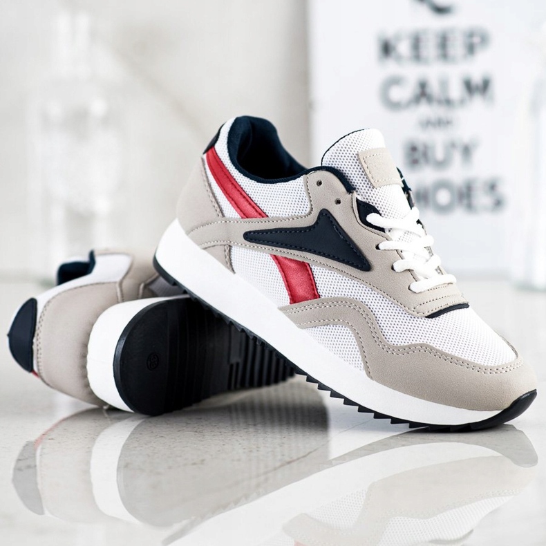 SHELOVET Hálós sportcipők fehér piros szürke 1