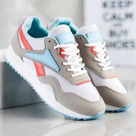 SHELOVET Hálós sportcipők fehér kék narancssárga szürke 2