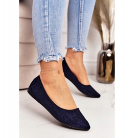 PS1 Finom balerina Spitz Navy Blue Suede Dermeno sötétkék 1