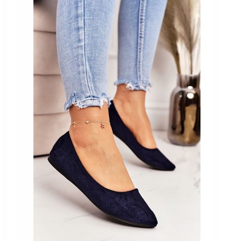 PS1 Finom balerina Spitz Navy Blue Suede Dermeno sötétkék 1