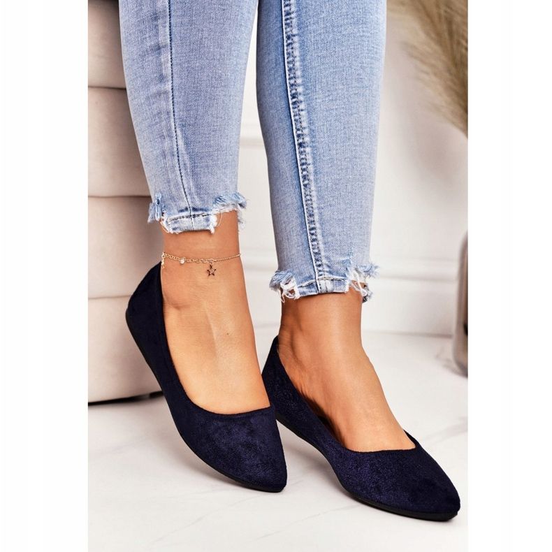 PS1 Finom balerina Spitz Navy Blue Suede Dermeno sötétkék 2