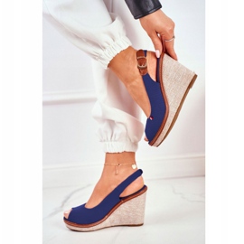 PS1 Tommy Navy Blue szandál fonott ék sarkán sötétkék 1