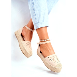 SEA Női espadrillák bézs színű Palermo lenvászon platformon 1