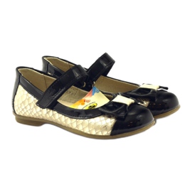 Fekete és arany balerina bőr masni Ren But sárga 4