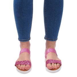 Szandál Rugalmas gumiszalaggal V12817 Pink rózsaszín ezüst 1