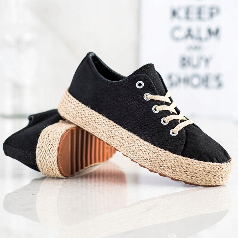 Kylie Stílusos espadrillák fekete 1 Kylie Stílusos espadrillák fekete 1