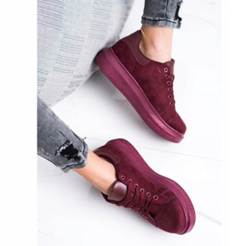 SHELOVET Velúr cipők a platformon piros 2