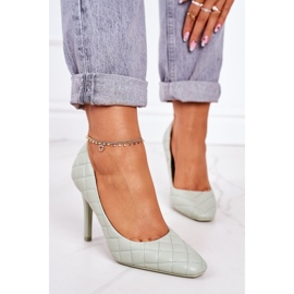 PS1 Elegáns zöld steppelt Stilettos Rosanna 1