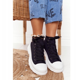 FB2 Női magas tornacipő egy nagy talpú fekete Trissy -n 2