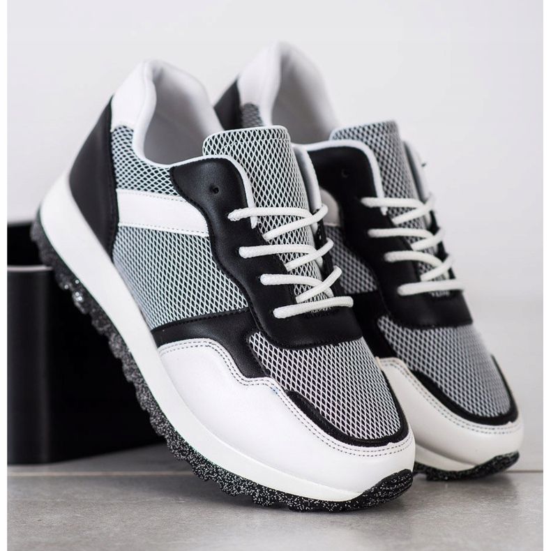 Bestelle Cipők csillogó platformmal fehér fekete 2