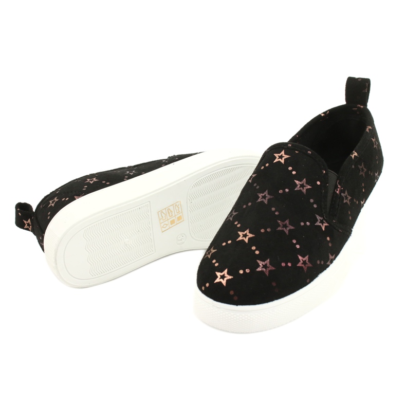 Evento Suede Sports Slip-On cipők 21DZ26-3931 ['fekete arany'] fekete 3