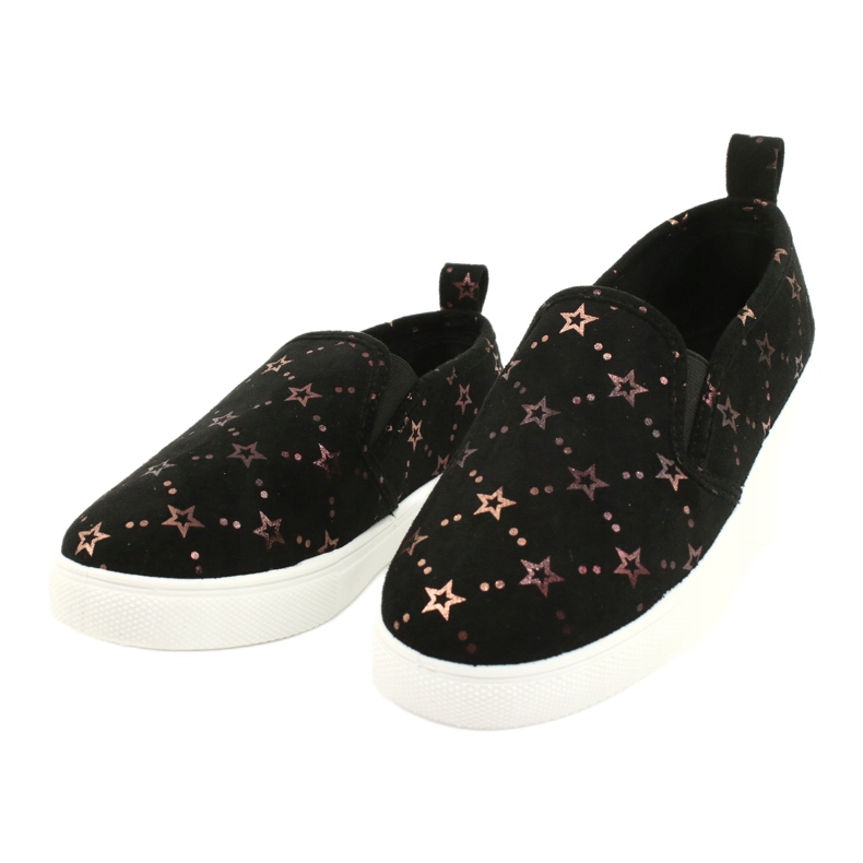 Evento Suede Sports Slip-On cipők 21DZ26-3931 ['fekete arany'] fekete 2