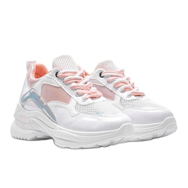 Fehér cipők holografikus betétekkel Karlie rózsaszín 1