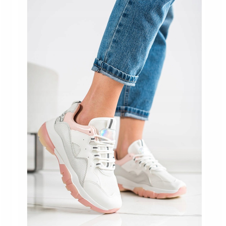 Ideal Shoes Cipők a rózsaszín platformon fehér 1