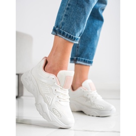 SHELOVET Tavaszi fehér cipők rózsaszín 1