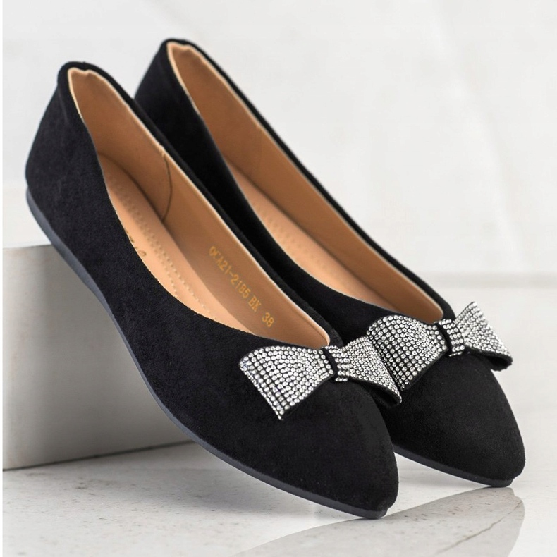 Balerinák Dekoratív VINCEZA íjjal fekete 1