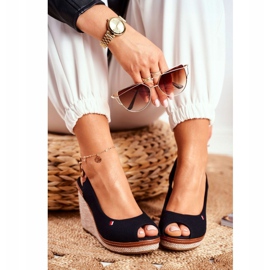 PS1 Tommy fekete fonott ék szandál barna 1