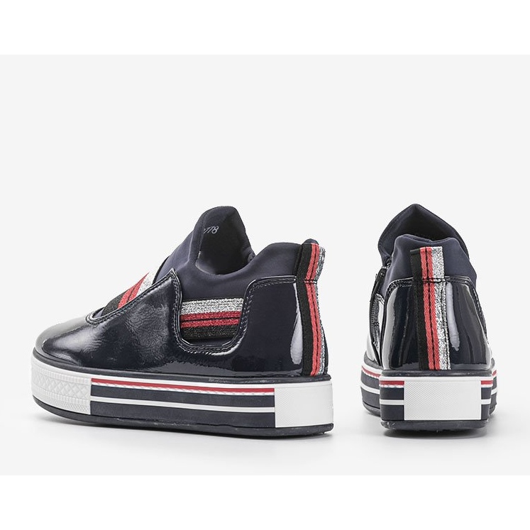 Sötétkék lakkozott Kaitlynn edzőcipők 1