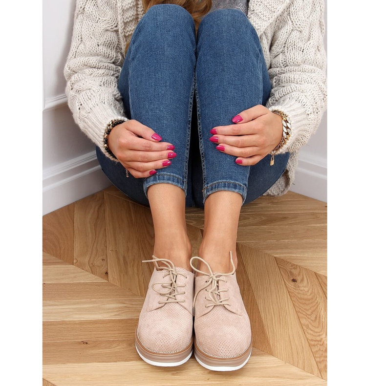 Női fűzős cipók bézs 8988-45 Bézs 2