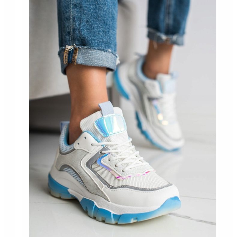 Ideal Shoes Cipők csillogó betéttel fehér sokszínű 1