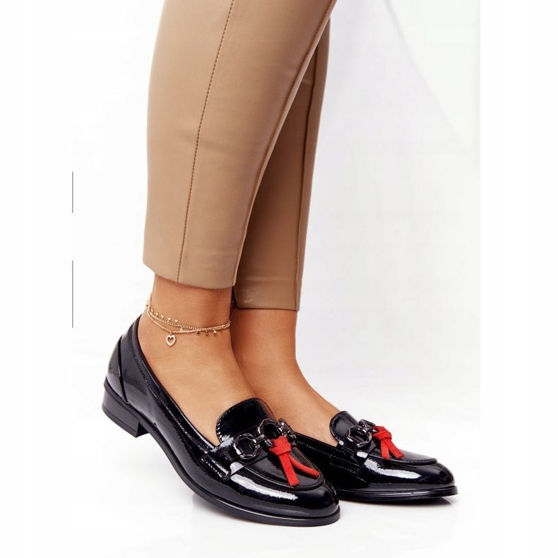 Elegáns női cipők Vinceza 10585 Lakkozott fekete piros 1