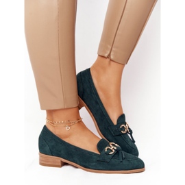 Elegáns női cipők Vinceza 10585 Suede Green zöld aranysárga 1