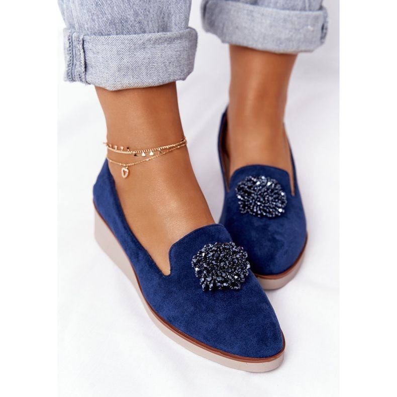 Elegáns ék cipő Vinceza 10580 Suede Navy Blue sötétkék 2