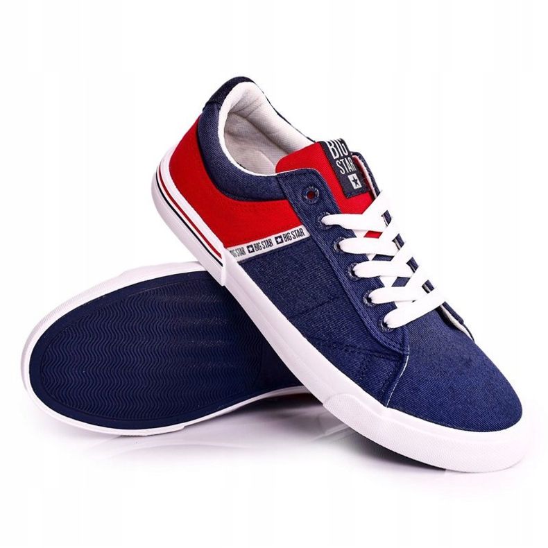 Férfi cipők Big Star FF174137 Navy Blue-Red piros sötétkék 2