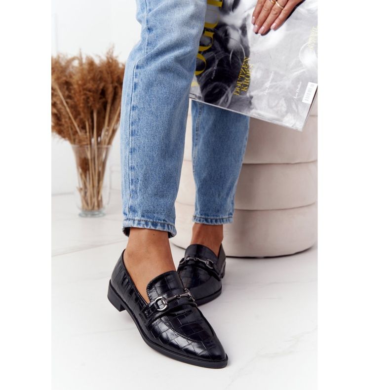 S.Barski S. Bararski Black elegáns női mokaszinja fekete 1