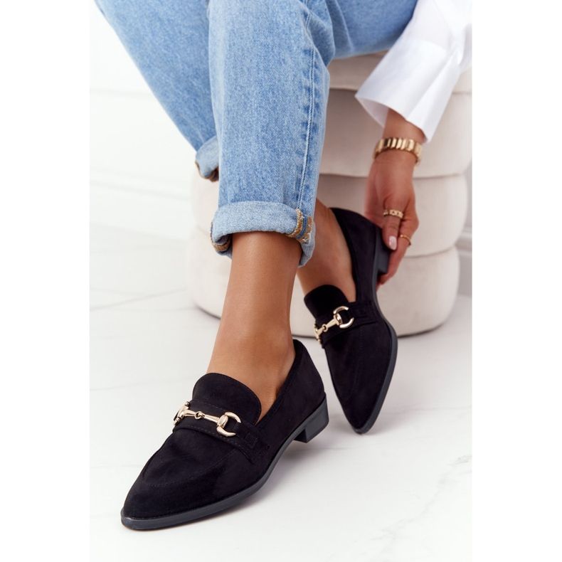 S.Barski Elegáns női cipők S. Barski Suede Black fekete 1
