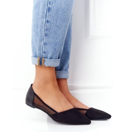 Fekete velúr balerinák Spitzben hálóval 1