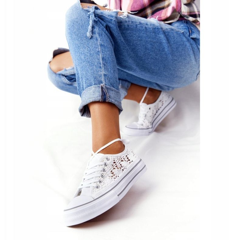 FB2 Női fehér csipke Candice cipők 1