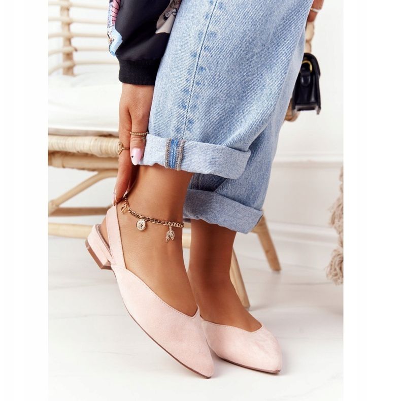 S.Barski Velúr balerinák magassarkúban S. Barski Pink rózsaszín 1