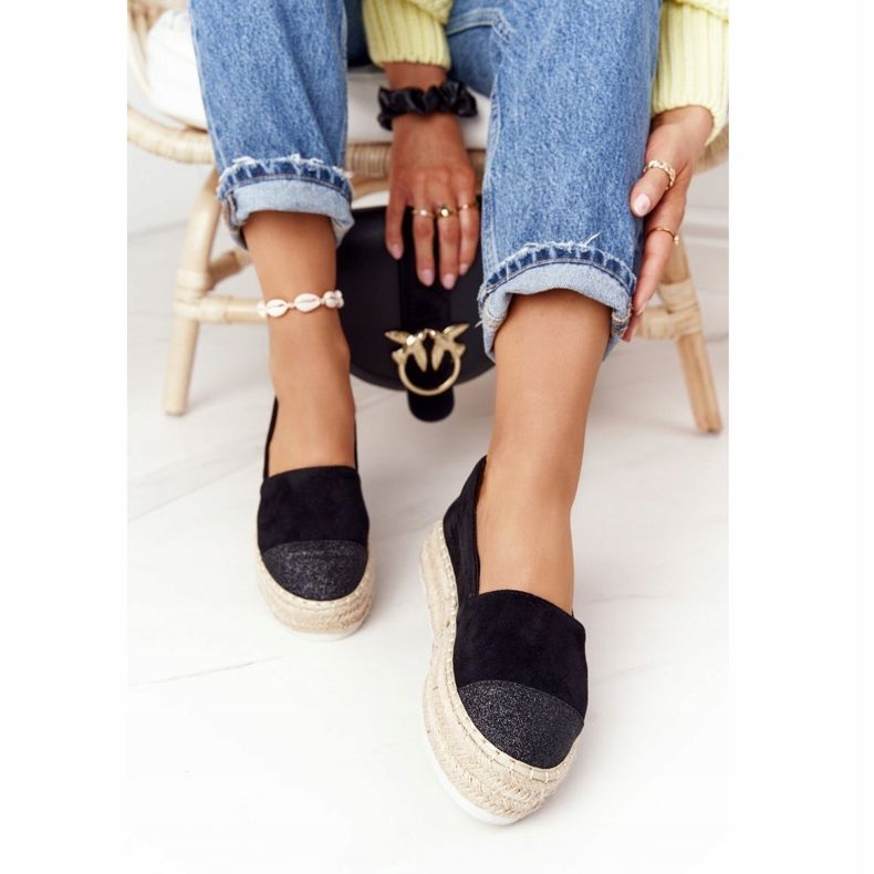 S.Barski Espadrilles On The Straw Platform S. Bararski Fekete 1