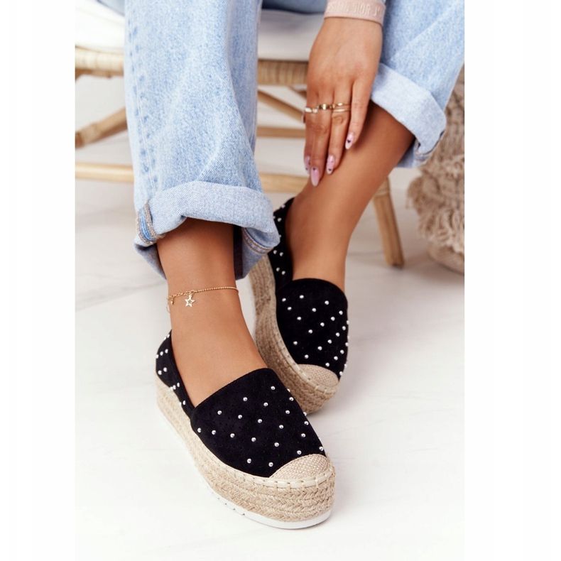 S.Barski Espadrilles On The Straw Platform S. Bararski Fekete 2