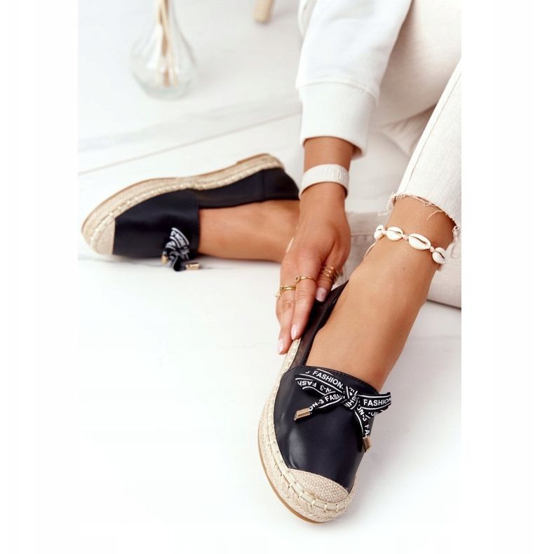 S.Barski Fekete S. Barski espadrillák a szalma talpán 1