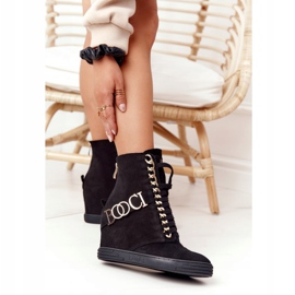 Női velúr cipők BOOCI 2222 Golden Black Letters fekete 2