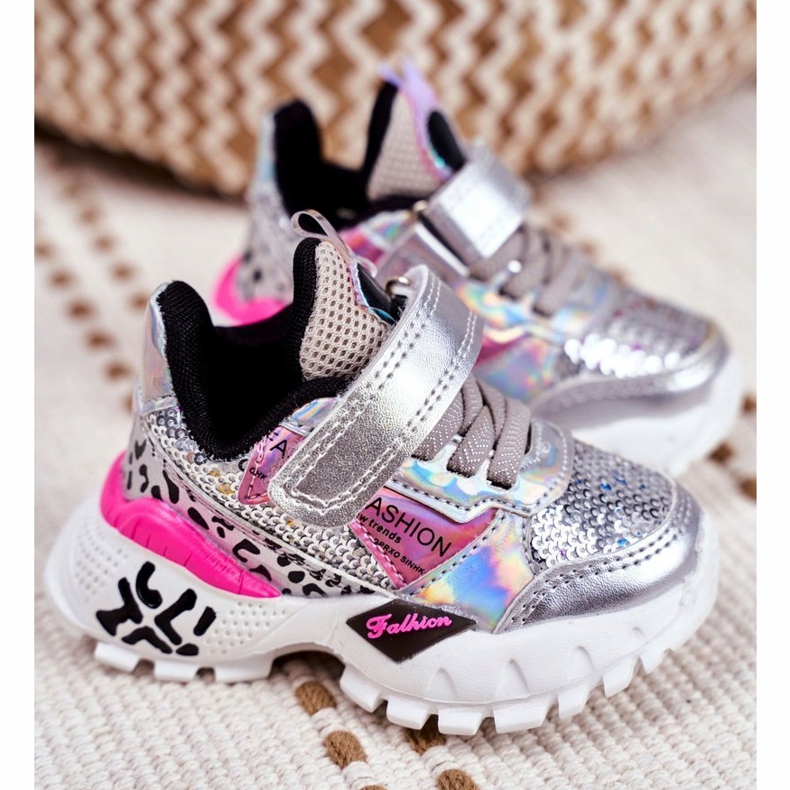 FRROCK Sport gyermekcipő tépőzáras ezüsttel Légy boldog szürke 1