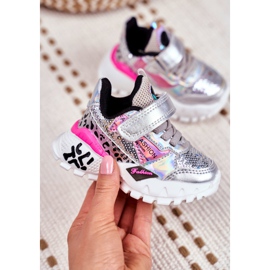 FRROCK Sport gyermekcipő tépőzáras ezüsttel Légy boldog szürke 2