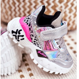 FRROCK Sport gyermekcipő tépőzáras ezüsttel Légy boldog szürke 3