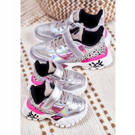 FRROCK Sport gyermekcipő tépőzáras ezüsttel Légy boldog szürke 4