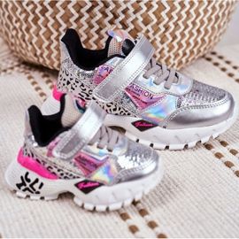 FRROCK Sport gyermekcipő tépőzáras ezüsttel Légy boldog szürke 6